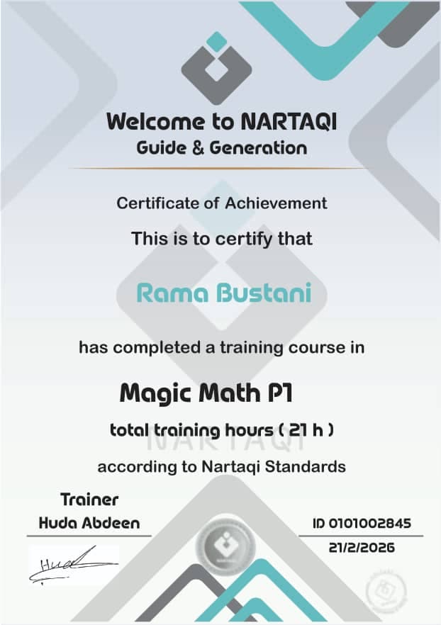 Certificate for Rama Bustani
