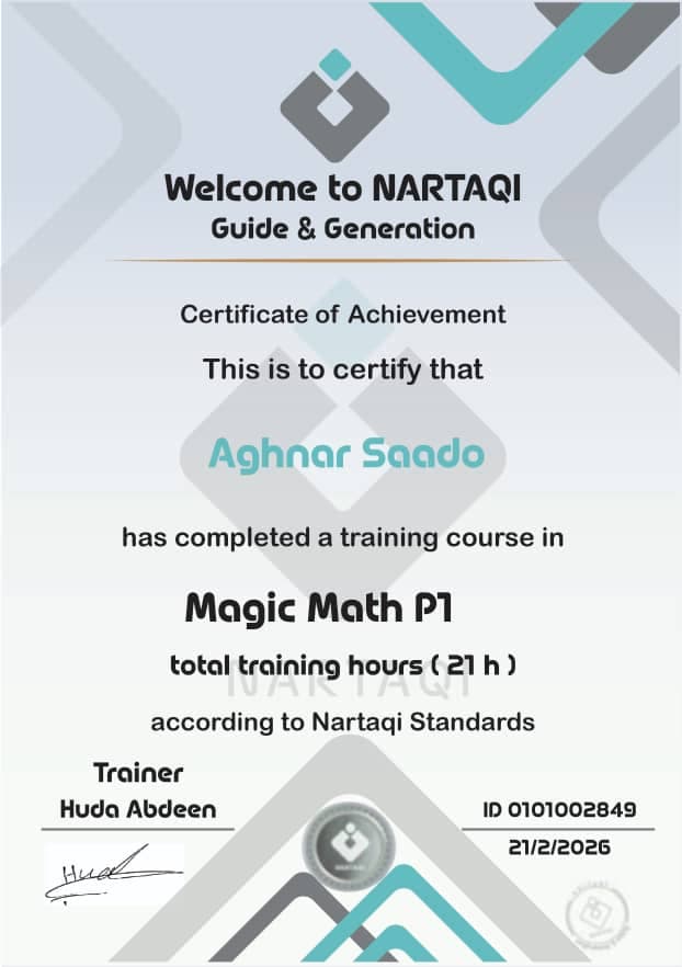 Certificate for Aghnar Saado