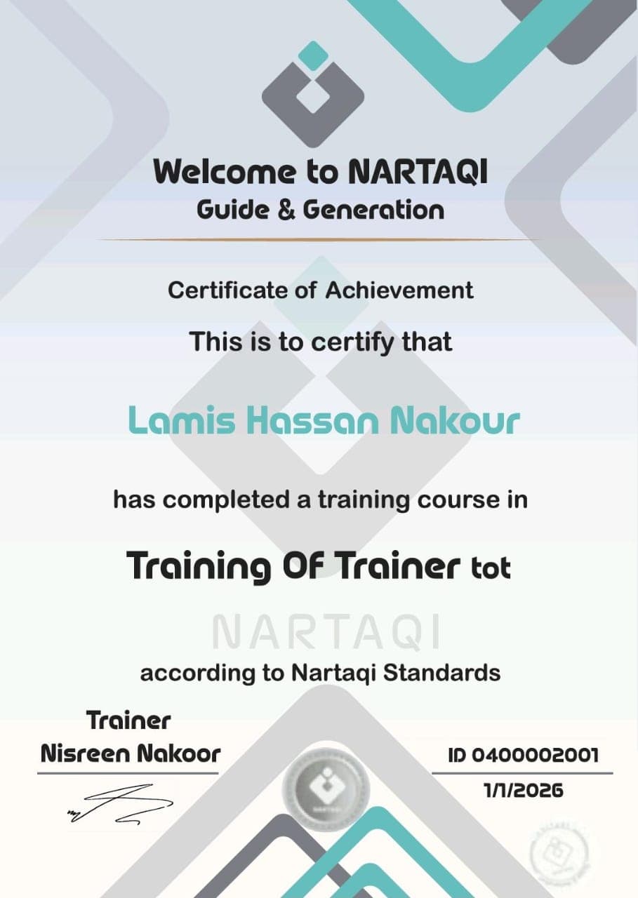 Certificate for Lamis Hassan Nakour